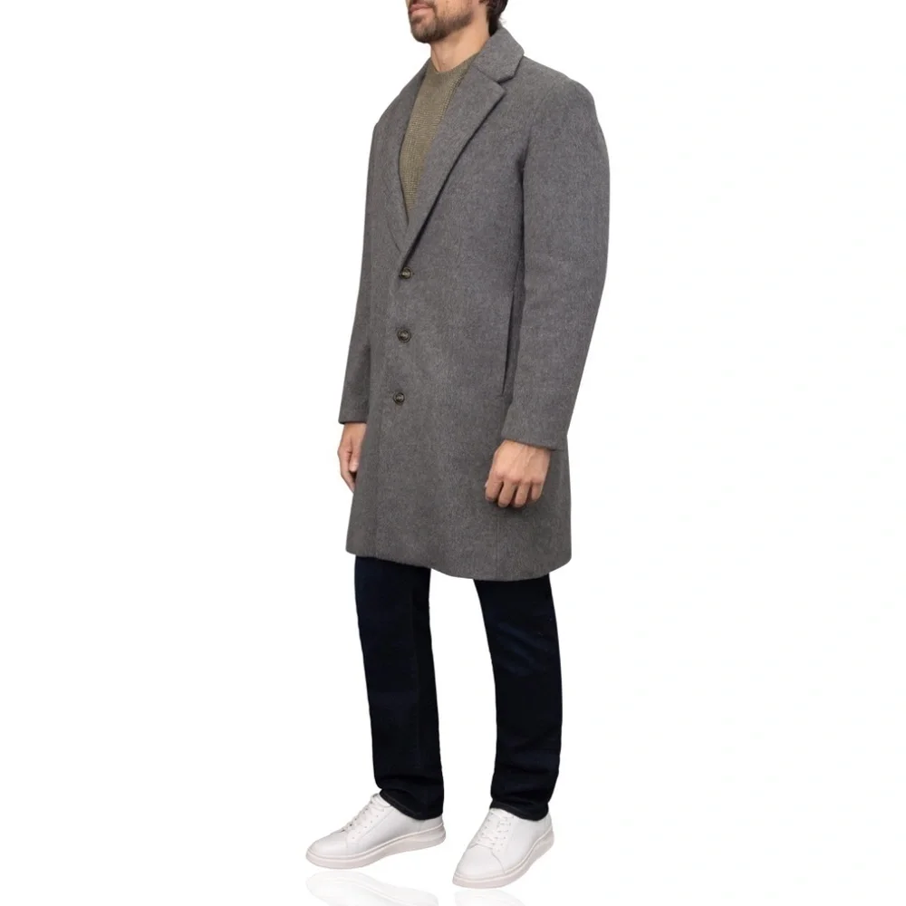 New Bagatelle Homme Wool Blend Single-Breasted Topcoat Charcoal Grey Large